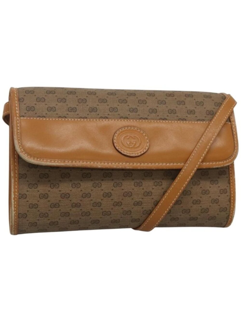 GUCCI Micro GG Supreme Shoulder Bag PVC Beige Gold 004 89 1041